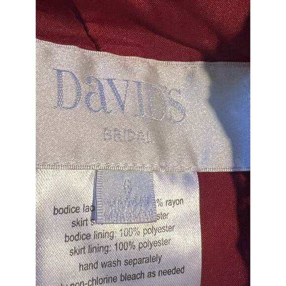 Davids Bridal Red Bridesmaid Prom Dress Maxi Long HOCO Gala Holiday Event Glam - Picture 8 of 10